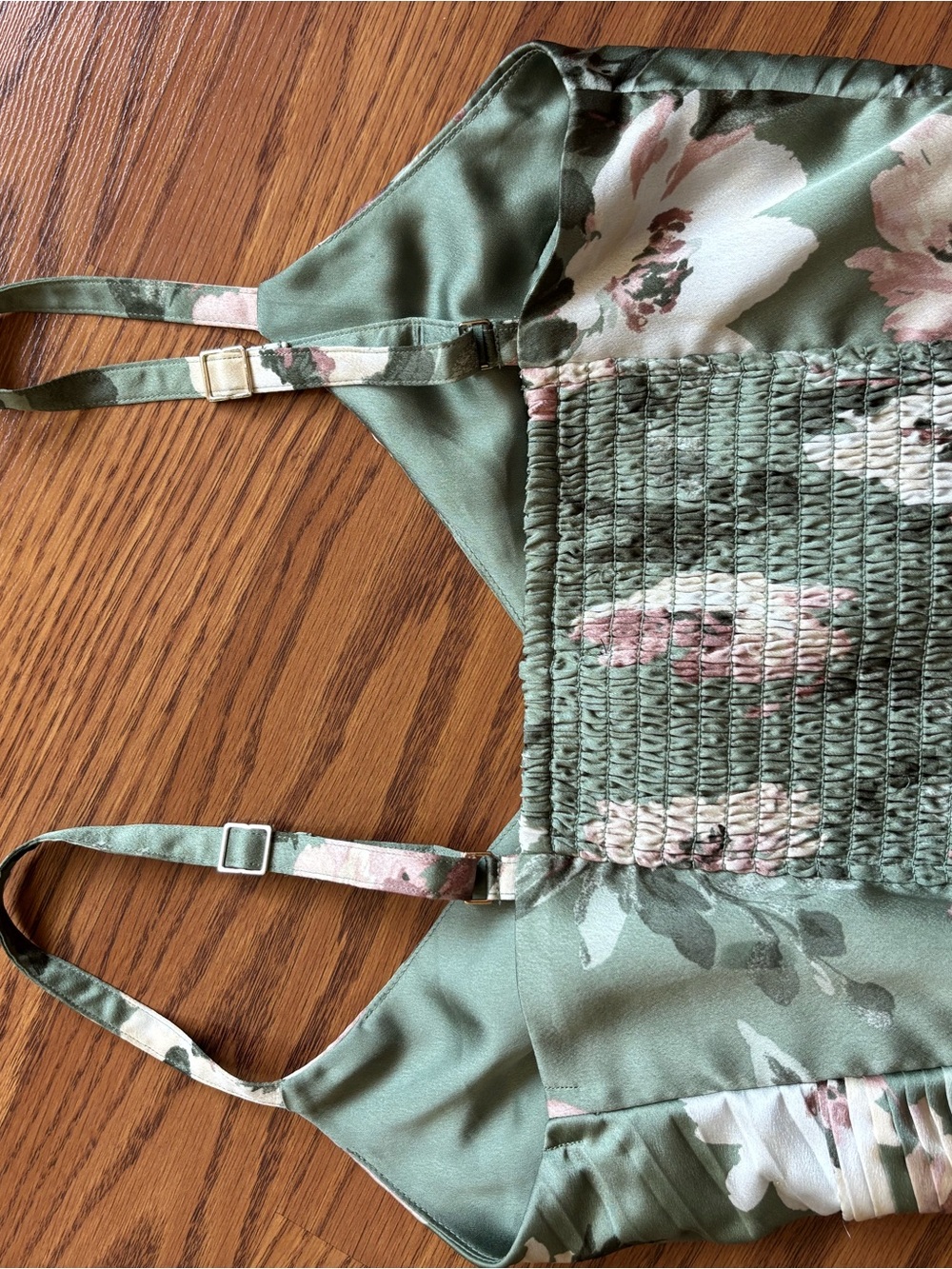 Abercrombie & Fitch Green Floral Pleated Tiered crop top maxi set - Picture 3 of 5